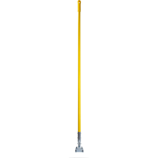 Carlisle 362113EC04 60" Yellow Fiberglass Dust Mop Handle with Clip-On Connector