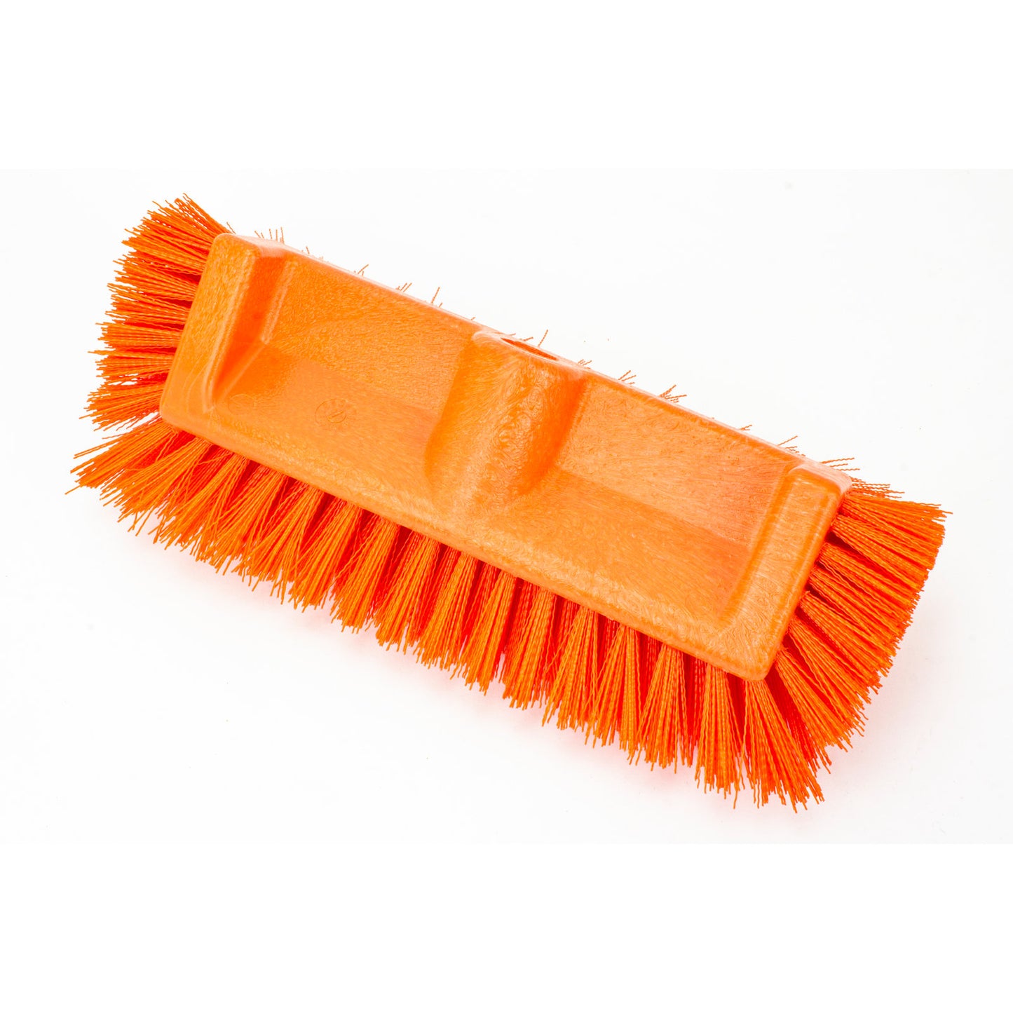Carlisle 40422EC24 12" Orange Color Coded Mult-Level Floor Scrub Brush with End Bristles