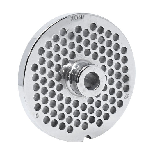 Omcan 11208 #32 One Notch/Round European Style Stainless Steel Plate with Hub, 6mm (1/4")