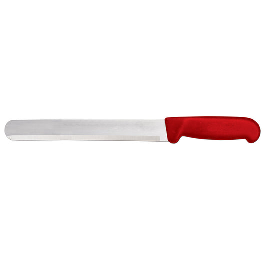 Omcan 12553 12-inch Red Polypropylene Handle Slicer Straight Knife