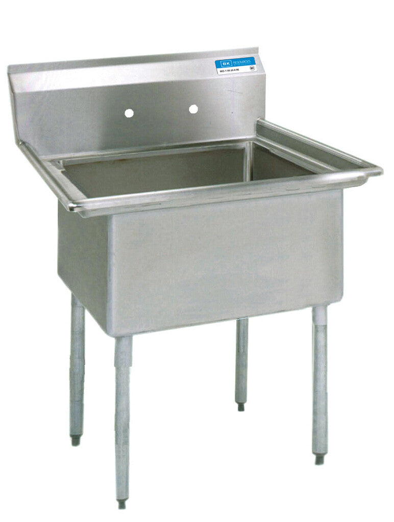 BK Resources ES-1-18-12 One Compartment Stainless Steel Economy Sink 18L X 18W X 12D Bowls