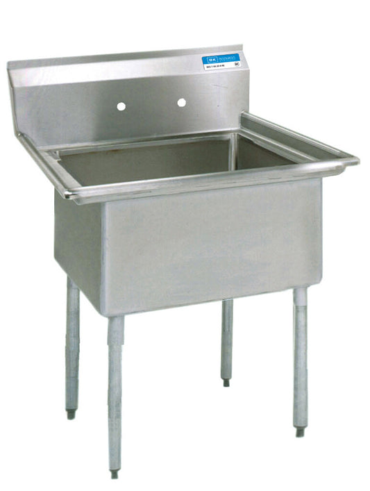 BK Resources ES-1-18-12 One Compartment Stainless Steel Economy Sink 18L X 18W X 12D Bowls