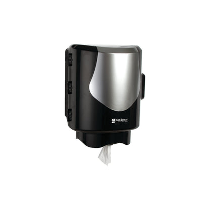 San Jamar T470BKSS Black Centerpull Towel Dispenser