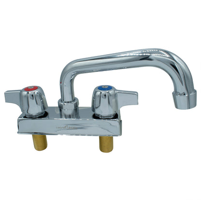 BK Resources BKD-6-G Chrome-Plated Brass Workforce Standard Duty Faucet, 6" Swing Spout, 4" O.C. Deck Mount