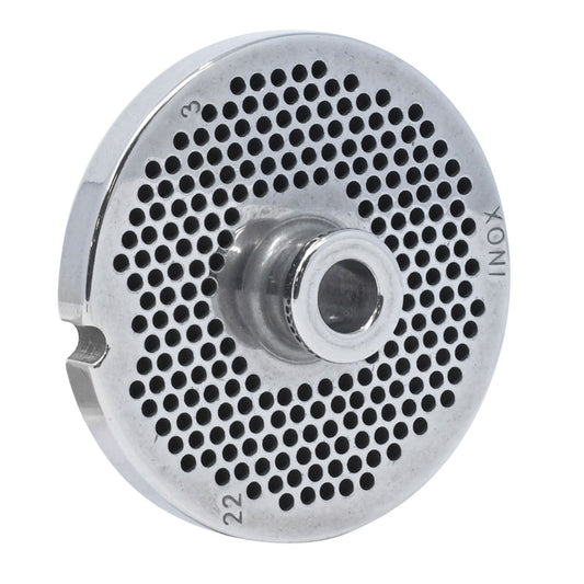 Omcan 11199 #22 One Notch/Round European Style Stainless Steel Plate with Hub, 3.2mm (1/8")