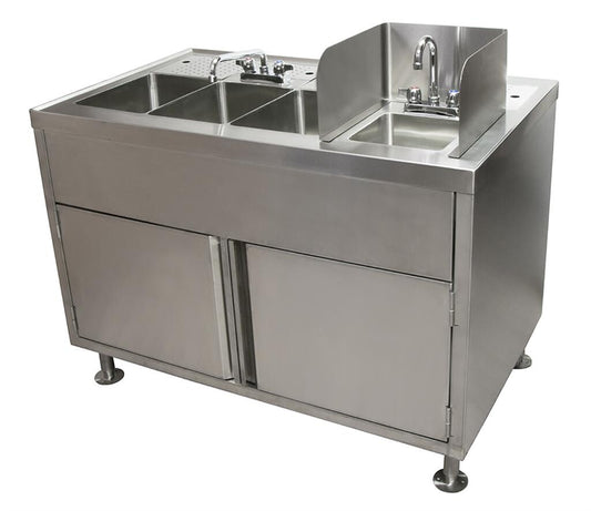 BK Resources FTWS-4829L Stainless Steel Food Truck Wash Station w/ Legs
