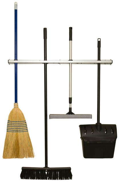 Winco MHH-24 24" Mop & Broom Rack w/ Rubber Bristles