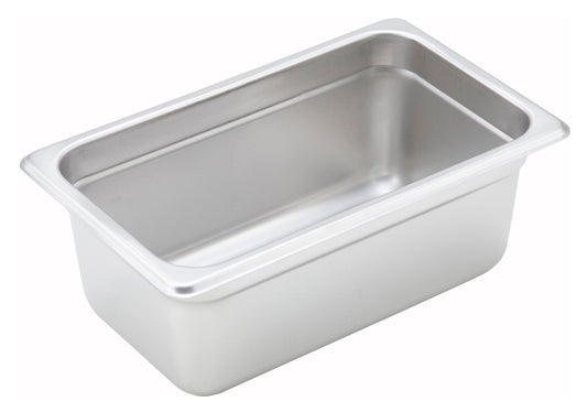 Winco SPJH-404 1/4 Size Stainless Steel Anti-jam Steam Pan, 4" Deep