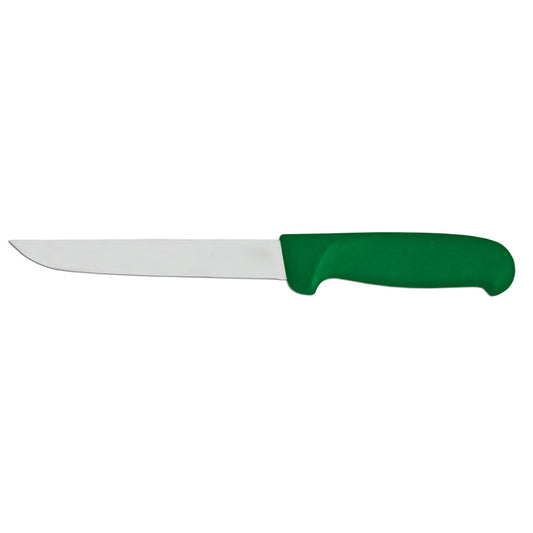 Omcan 23867 6-inch Straight Blade Boning Knife with Green Super Fiber Handle