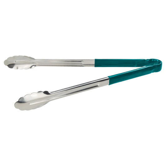 Winco UT-16HP-G 16" Green Stainless Steel Utility Tong, Polypropylene Handle
