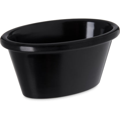 Carlisle S31403 4 oz Black Oval Melamine Smooth Ramekin