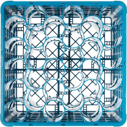 Carlisle RW30-214 Carlisle Blue 30 Compartment Polypropylene OptiClean NeWave Glass Rack with 3 Integrated Extenders