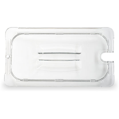 Carlisle 10271U07 1/3 Size Clear Polycarbonate StorPlus Notched Handled Universal Lid