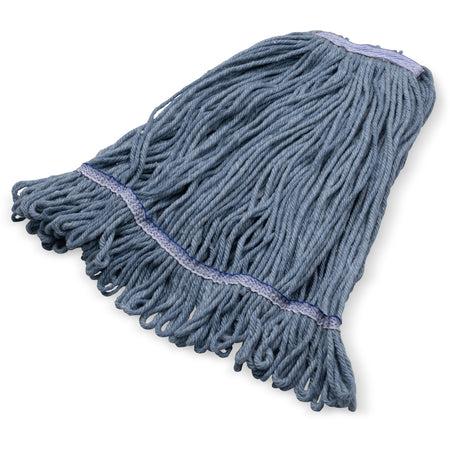 Carlisle 369320M14 Medium Blue Acrylic Fiber Anti-Mocrobial Looped-End Mop w/ Green Band