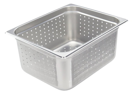 Winco SPJH-206PF Half Size Stainless Steel Perforated Steam Pan, 6" Deep