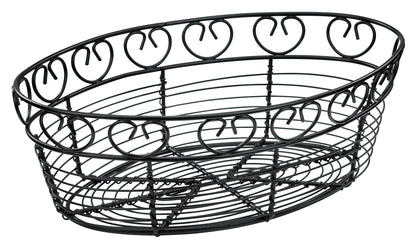 Winco WBKG-10O 10" x 6-1/2" x 3" Black Wire Bread/Fruit Basket