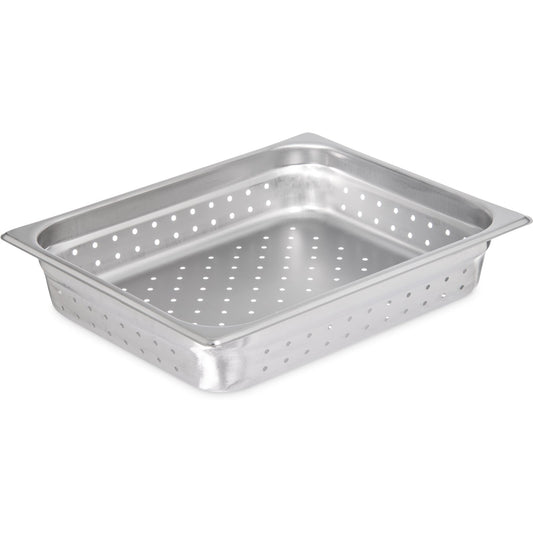 Carlisle 607122P 1/2 Size Stainless Steel DuraPan Light Gauge Perforated Steam Table Hotel Pan, 2.5" Deep