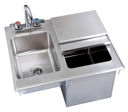 BK Resources BK-DIBHL-2118-P-G Stainless Steel Drop In Ice Bin w/ Basin and Lid 21"x18"