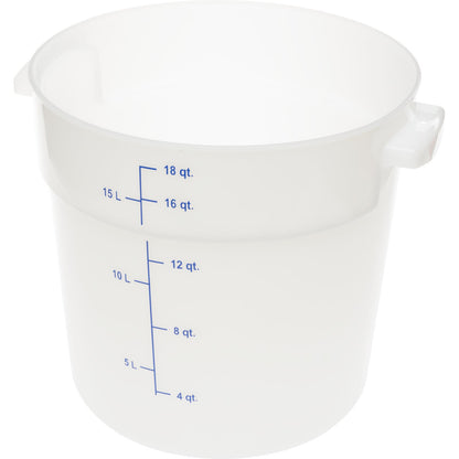 Carlisle 1097802 18 Qt White Round Polyethylene StorPlus Food Storage Container