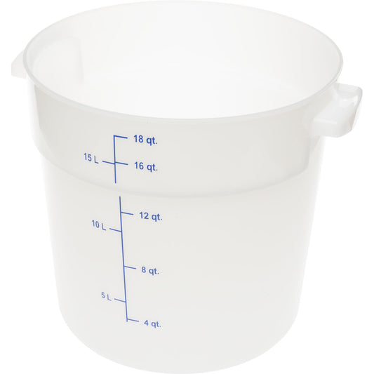Carlisle 1097802 18 Qt White Round Polyethylene StorPlus Food Storage Container