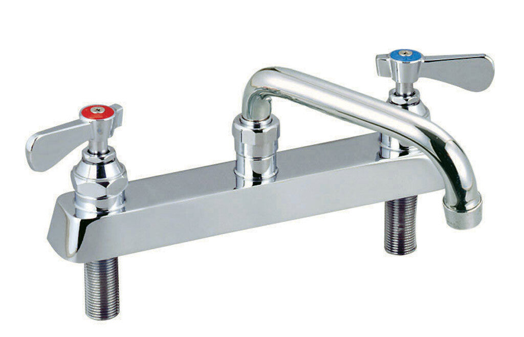 BK Resources BKF-8DM-18-G 4" Chrome-Plated Brass O.C. Optiflow Deck Mount Faucet W/18" DJ Swing Spout