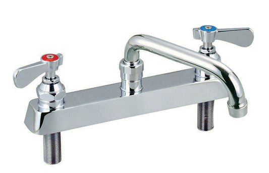 BK Resources BKF-8DM-18-G 4" Chrome-Plated Brass O.C. Optiflow Deck Mount Faucet W/18" DJ Swing Spout