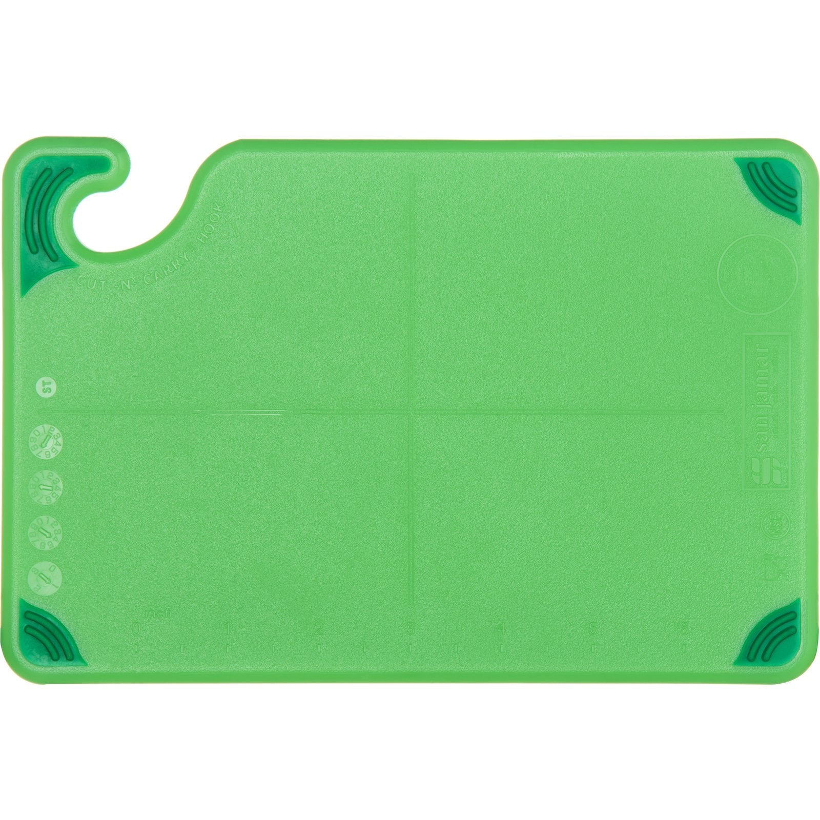San Jamar CBG6938GN 6" x 9" x 0.375" Green Saf-T-Grip Cutting Board