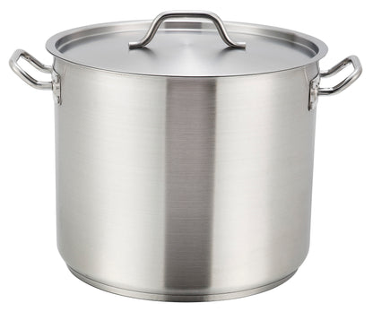 Winco SST-24 24 Qt. Stainless Steel Stock Pot w/ Cover