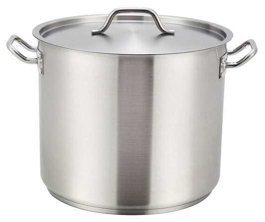 Winco SST-24 24 Qt. Stainless Steel Stock Pot w/ Cover