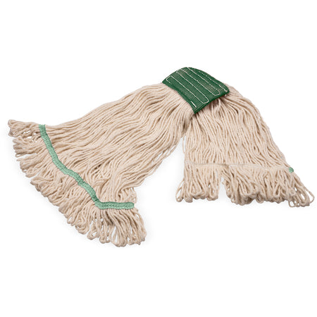 Carlisle 369120G00 Medium Natural Acrylic Fiber Grease Release Looped End Mop Green Band