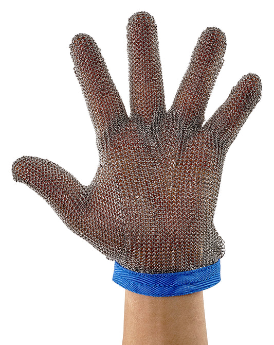 Winco PMG-1L Large Blue Protective Mesh Glove, Reversible