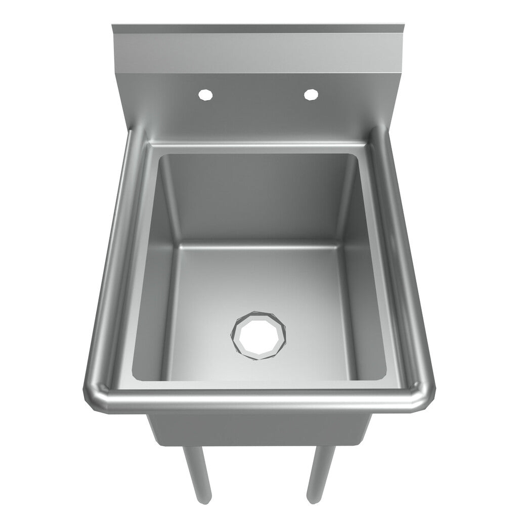 BK Resources BKS-1-1620-12 One Compartment Stainless Steel Sink w/ 20Lx16Wx12D Bowl