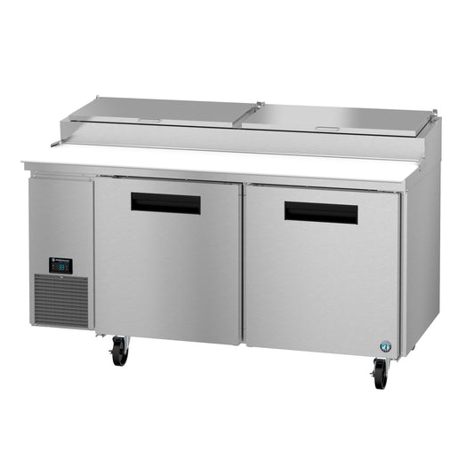 Hoshizaki PR67B Two Section Stainless Doors Pizza Prep Table Refrigerator