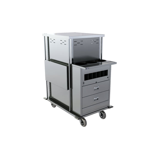 Carlisle DXPTQCDISPENSER Stainless Steel Bedside Service Options TQ Compact Meal Delivery Cart