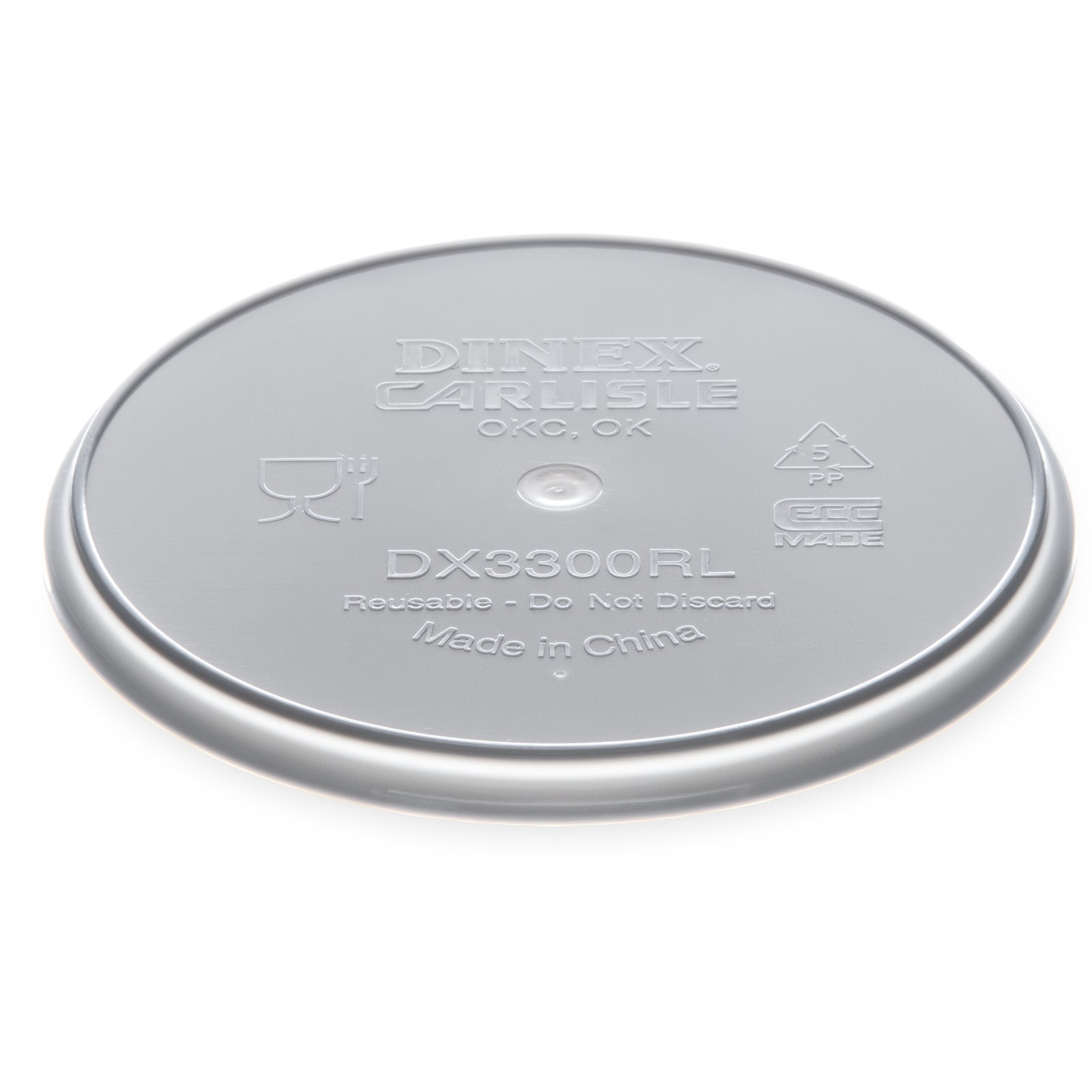 Carlisle DX3300RL 5.25" Dark Gray Polypropylene Turnbury Reusable Lid for Turnbury Soup Bowl (250/cs)