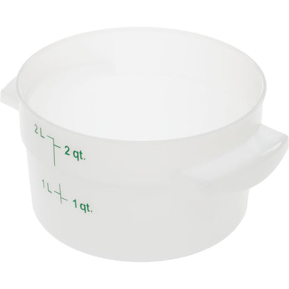 Carlisle 1097302 2 Qt White Round Polyethylene StorPlus Food Storage Container