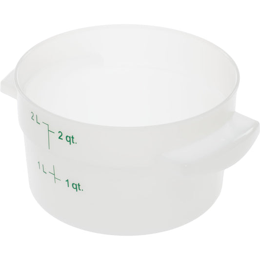 Carlisle 1097302 2 Qt White Round Polyethylene StorPlus Food Storage Container