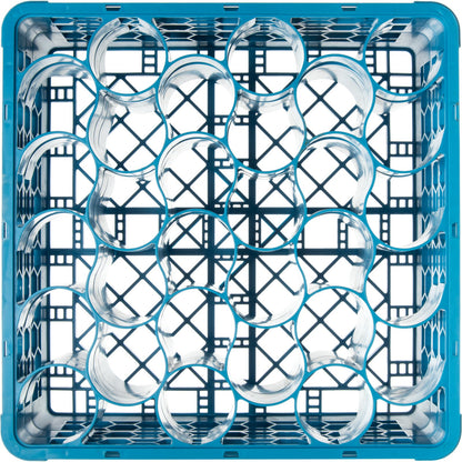 Carlisle RW30-114 Carlisle Blue 30 Compartment Polypropylene OptiClean NeWave Glass Rack with 2 Integrated Extenders