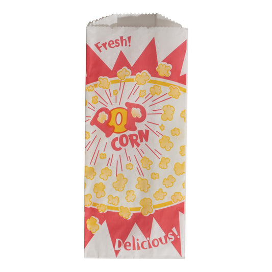 Winco 41002 1.5 oz. Benchmark Paper Popcorn Bags (1000 bags/case)
