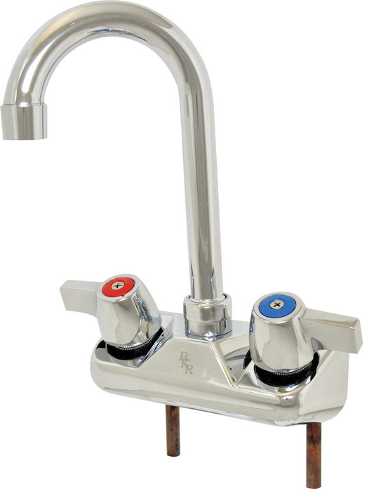 BK Resources BKF-W2-8G-G 4" Chrome-Plated Brass O.C. Workforce Shallow Splash Mount Faucet W/8" Gooseneck Spout