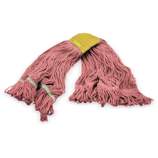 Carlisle 369412B05 Small Red Synthetic/Cotton Blend 4 Ply Looped-End Mop w/ Yellow Band