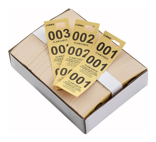 Winco CCK-5YL Yellow Coat Check Tickets (500pcs/box)