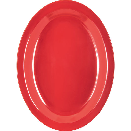 Carlisle KL12705 12" x 9" Red Oval Kingline Melamine Platter Tray