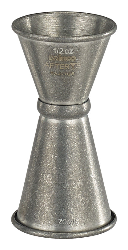 Winco BAJ-7CS 1/2 x 3/4 oz. Stainless Steel After 5 Jigger w/ Inner Marking Lines, Crafted Steel Finish