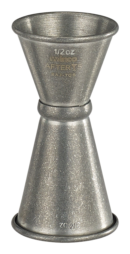 Winco BAJ-7CS 1/2 x 3/4 oz. Stainless Steel After 5 Jigger w/ Inner Marking Lines, Crafted Steel Finish