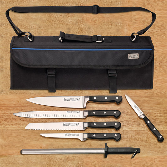 Winco KFP-KITA 7-Piece Cutlery Set with Knife Bag
