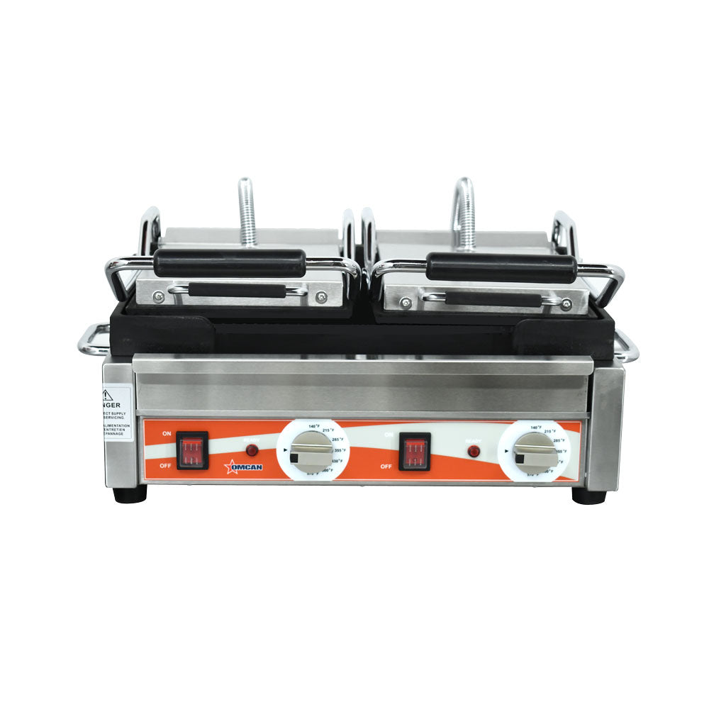 Omcan 21466 10" x 18" Double Panini Grill with Smooth Plates