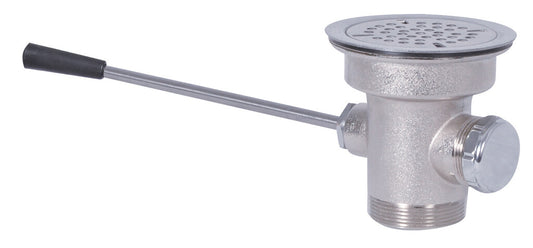 BK Resources BK-SLW-2 Nickel-Plated Straight Handle Lever Drain Waste Valve, Straight Drain, 3-1/2"Sink Opening,2"Male&1-1/2"Fem