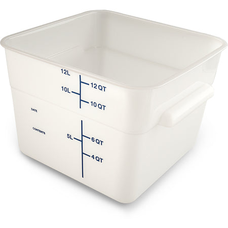 Carlisle 11964PE02 12 Qt White Square Polyethylene Food Storage Container