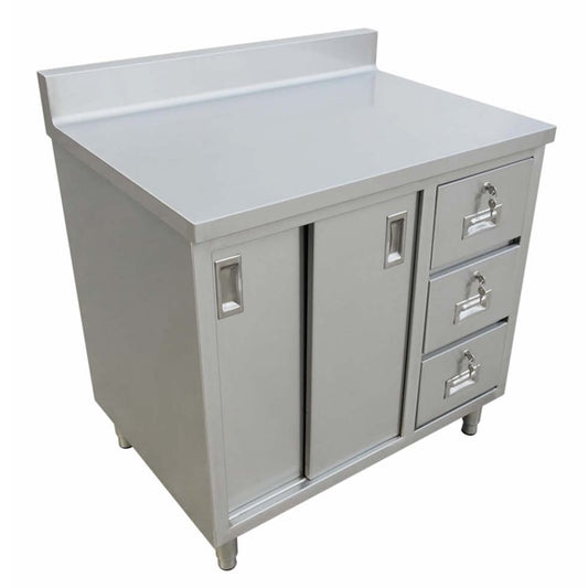 Omcan 43484 24" x 60" Worktable with Cabinet, Drawers, and Sliding Doors